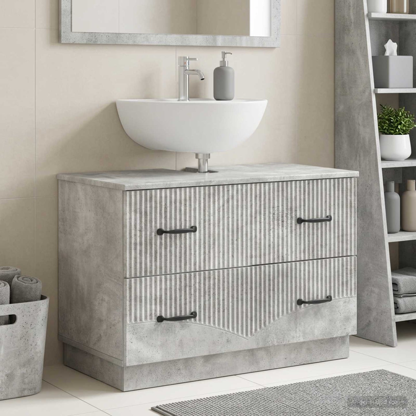 Bathroom Sink Cabinet HOORN Concrete Grey 82 x 41x 56 cm