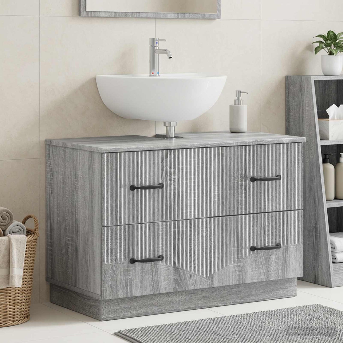Bathroom Sink Cabinet HOORN Grey Sonoma 82 x 41x 56 cm