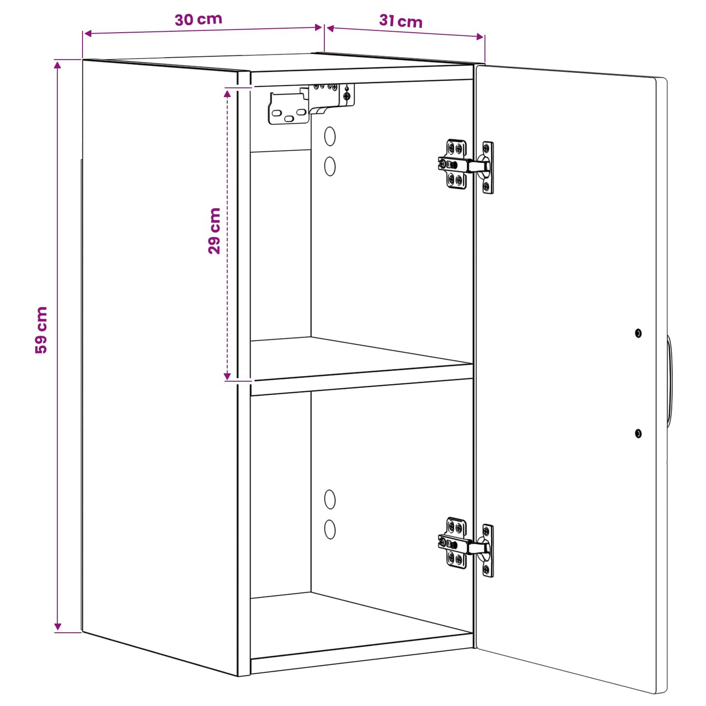 Bathroom Wall Cabinet HOORN Black 30 x 31 x 59 cm