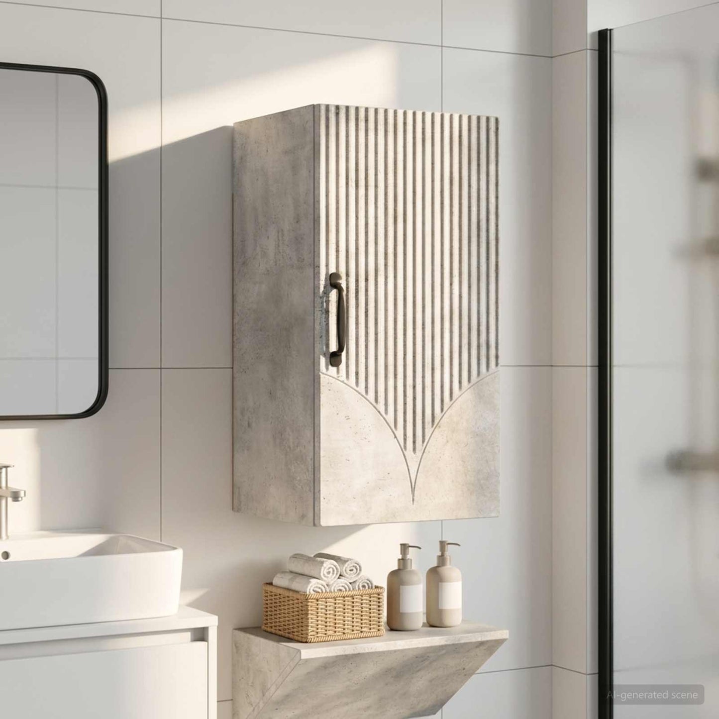 Bathroom Wall Cabinet HOORN Concrete Grey 30 x 31 x 59 cm