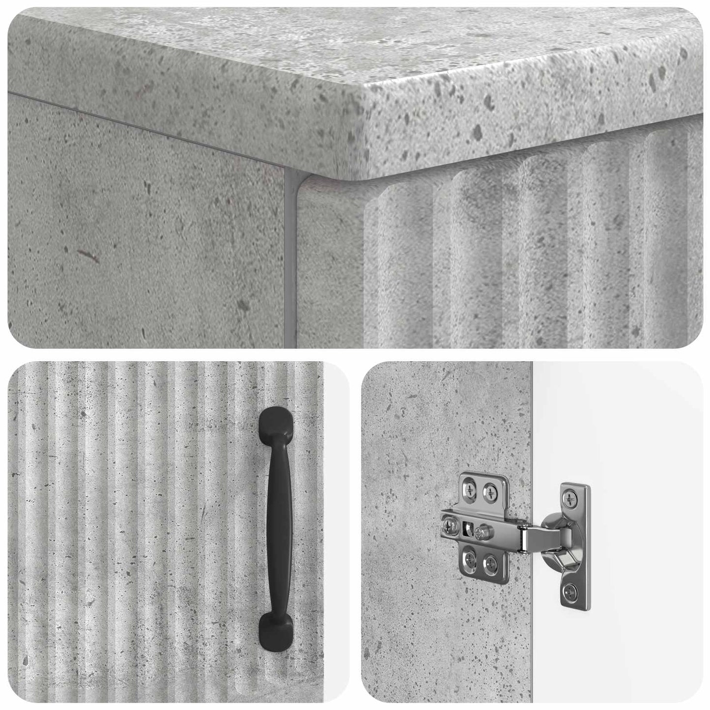 Bathroom Cabinet with Open Shelf HOORN Concrete Grey