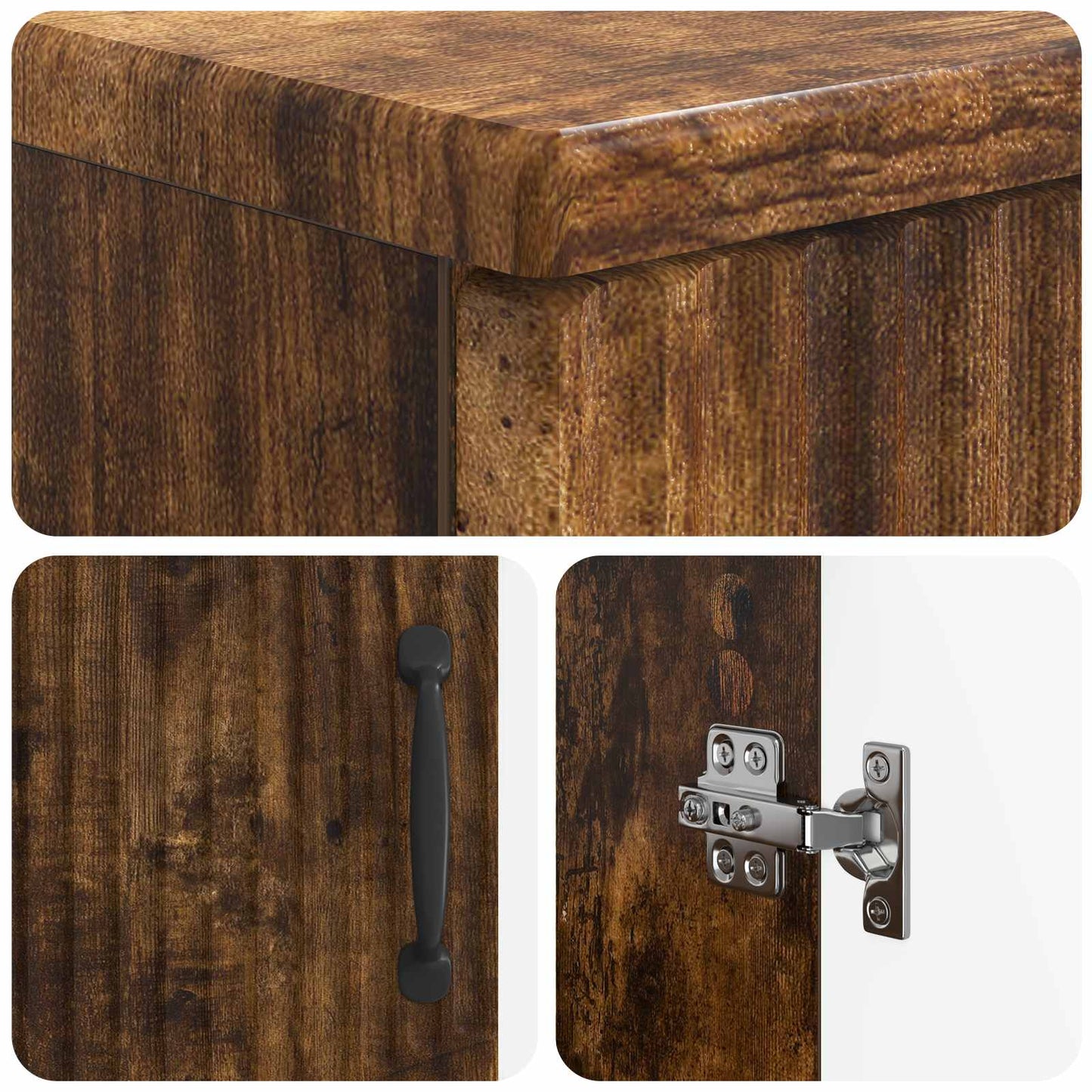 Bathroom Cabinet with Open Shelf HOORN Smoked Oak