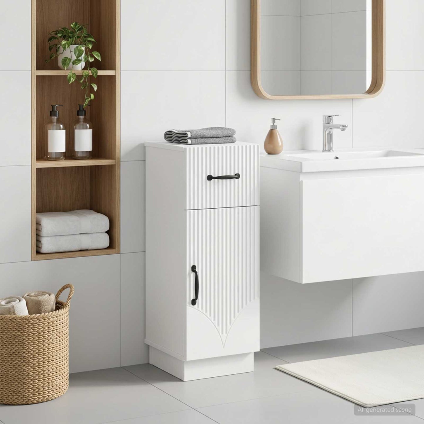 Bathroom Storage Cainet HOORN White 30 x 31 x 77 cm