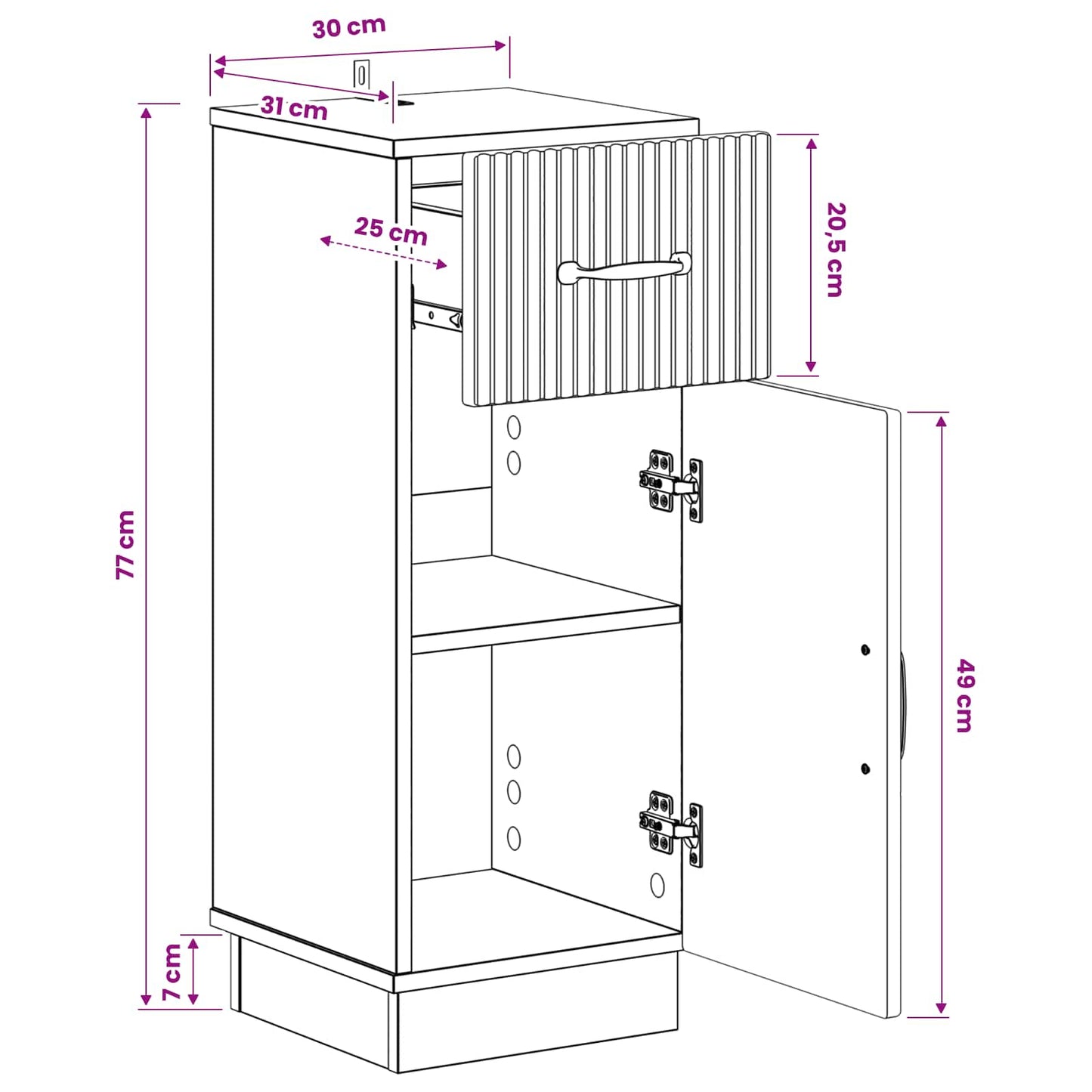 Bathroom Storage Cainet HOORN White 30 x 31 x 77 cm