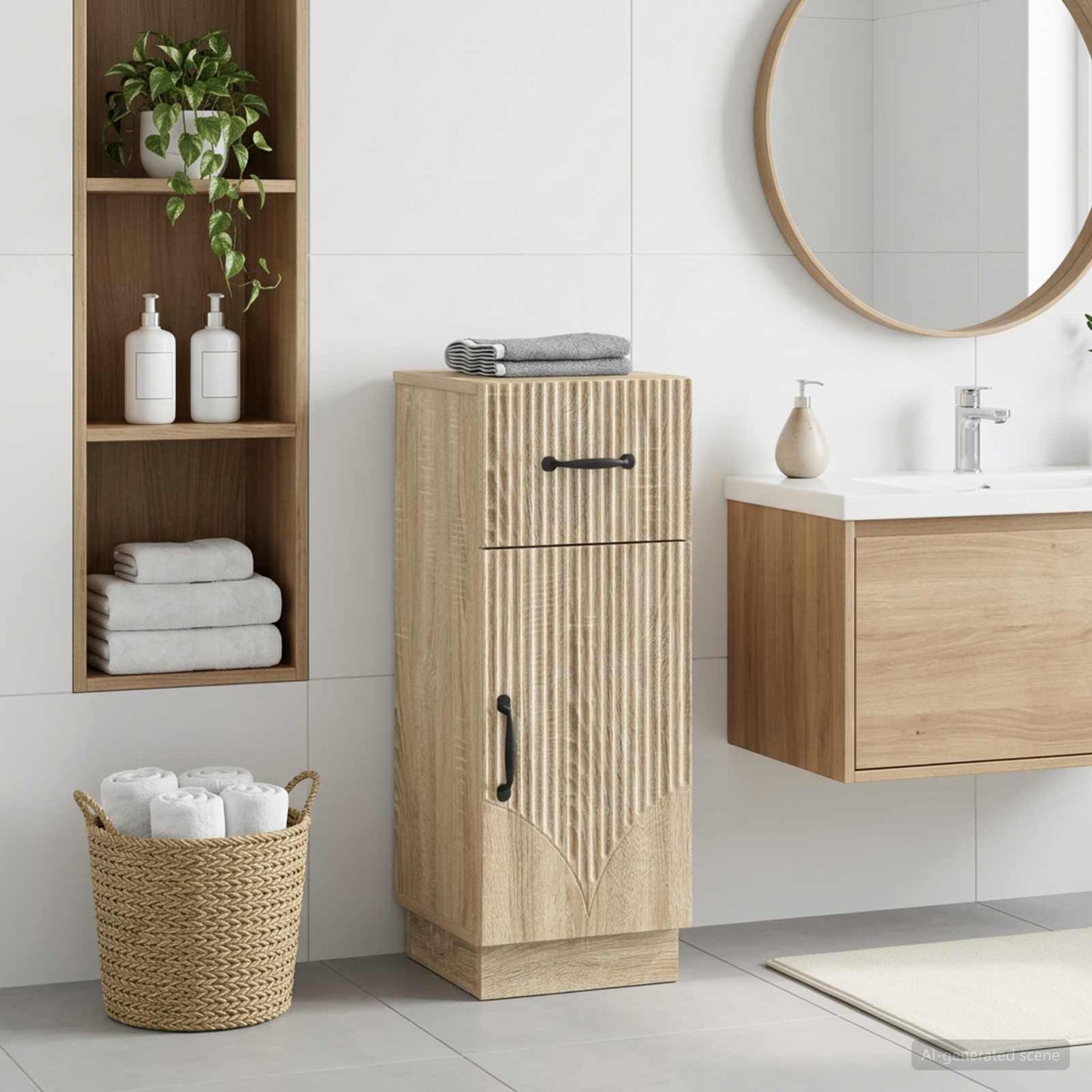 Bathroom Storage Cainet HOORN Sonoma Oak 30 x 31 x 77 cm