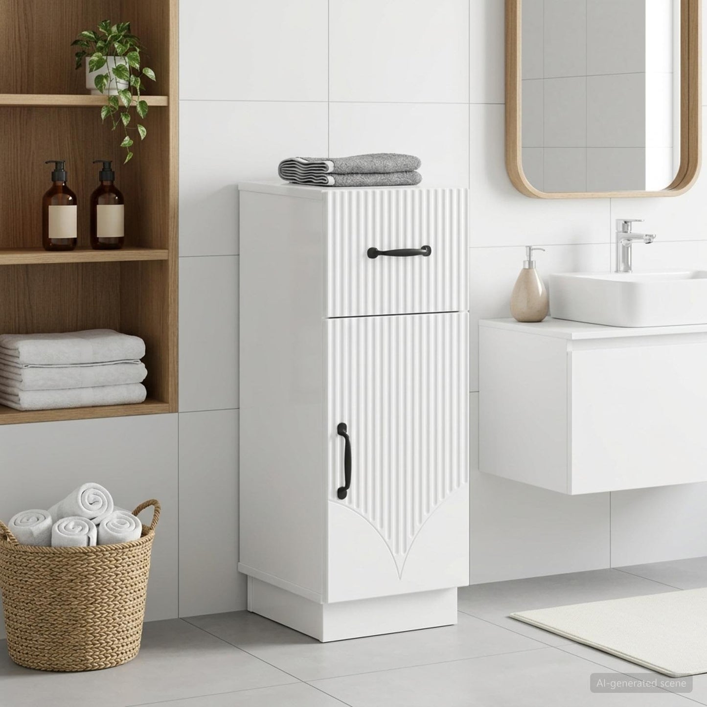 Bathroom Storage Cainet HOORN High Gloss White 30 x 31 x 77 cm