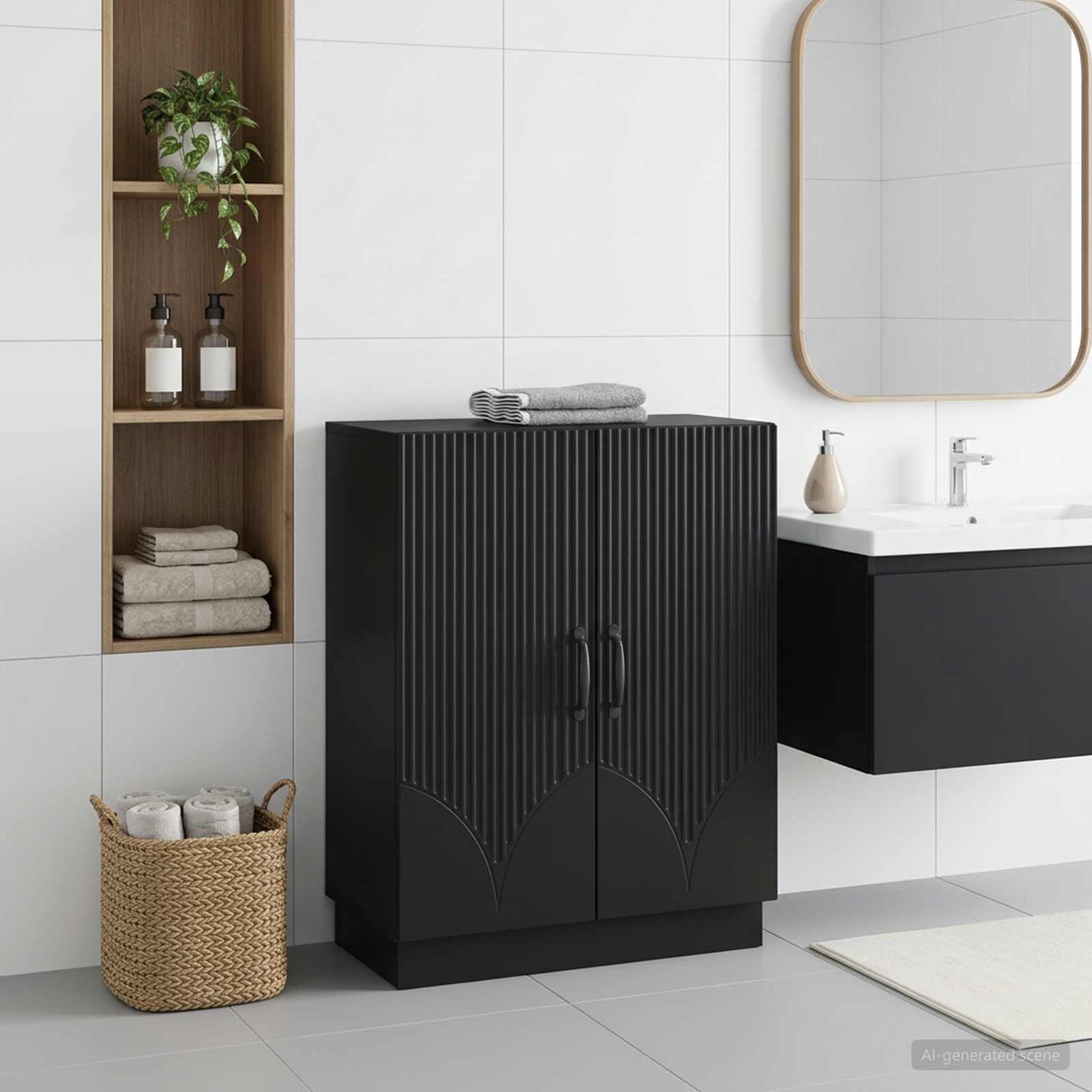 Bathroom Storage Cainet HOORN Black 59.5 x 31 x 77 cm