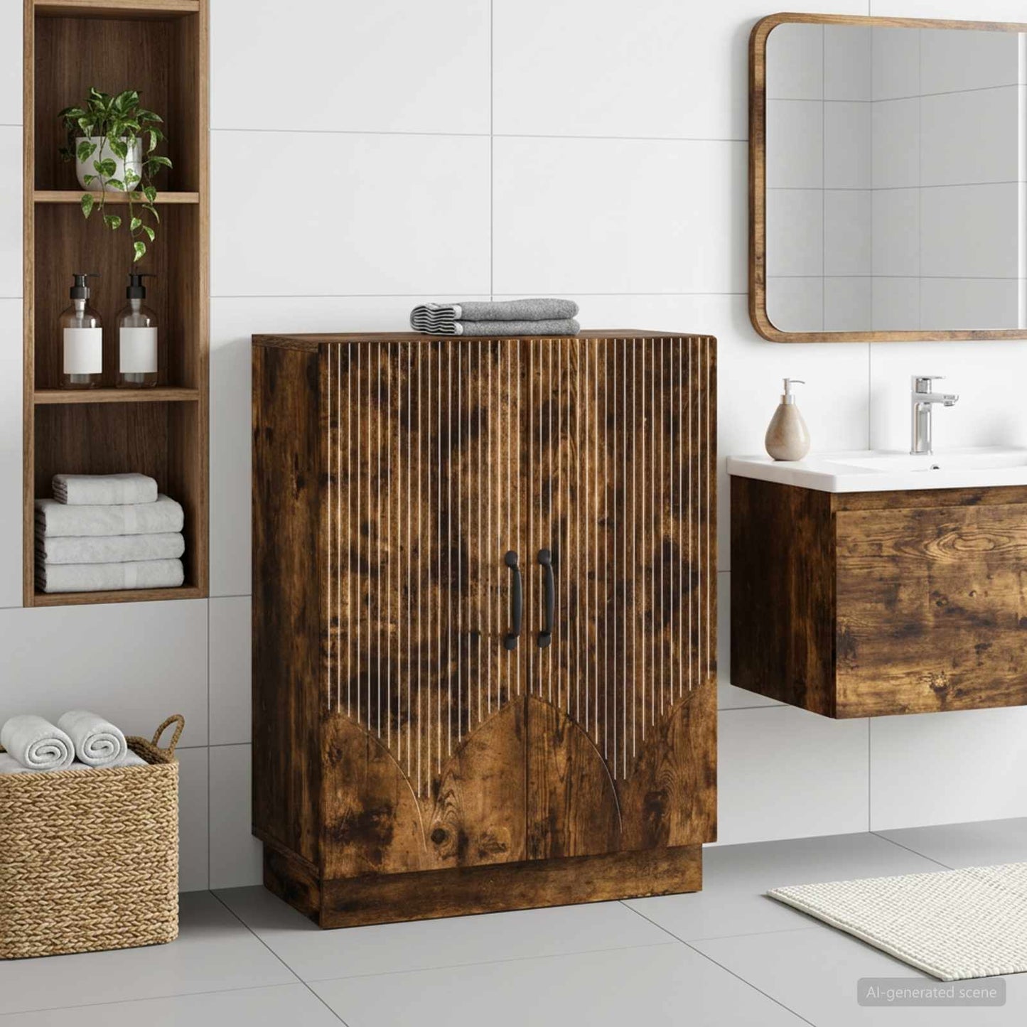 Bathroom Storage Cainet HOORN Smoked Oak 59.5 x 31 x 77 cm