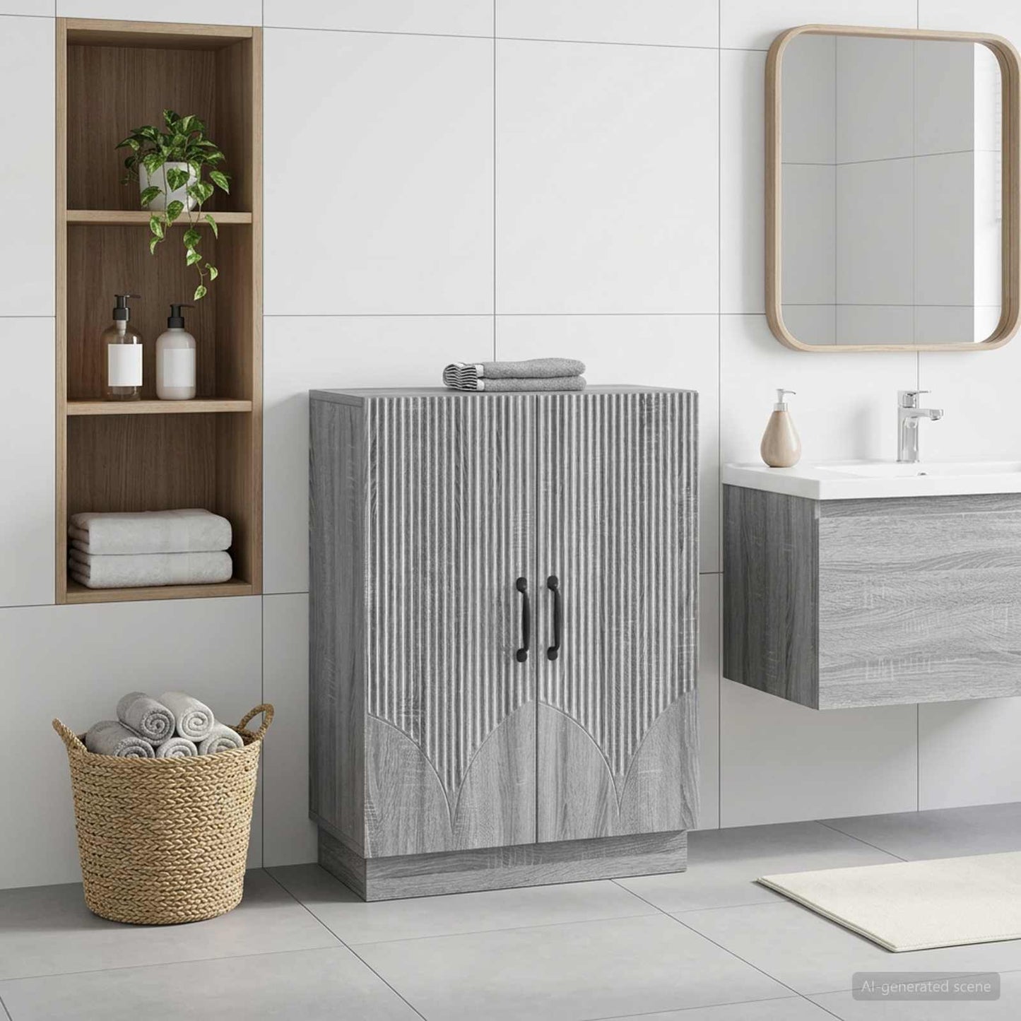 Bathroom Storage Cainet HOORN Grey Sonoma 59.5 x 31 x 77 cm