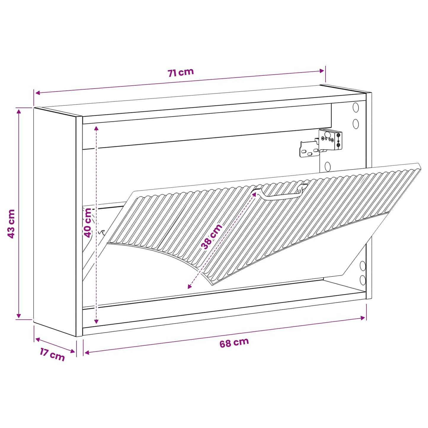 Wall-Mounted Shoe Cabinet HOORN 71 x 17 x 43 cm Engineered Wood