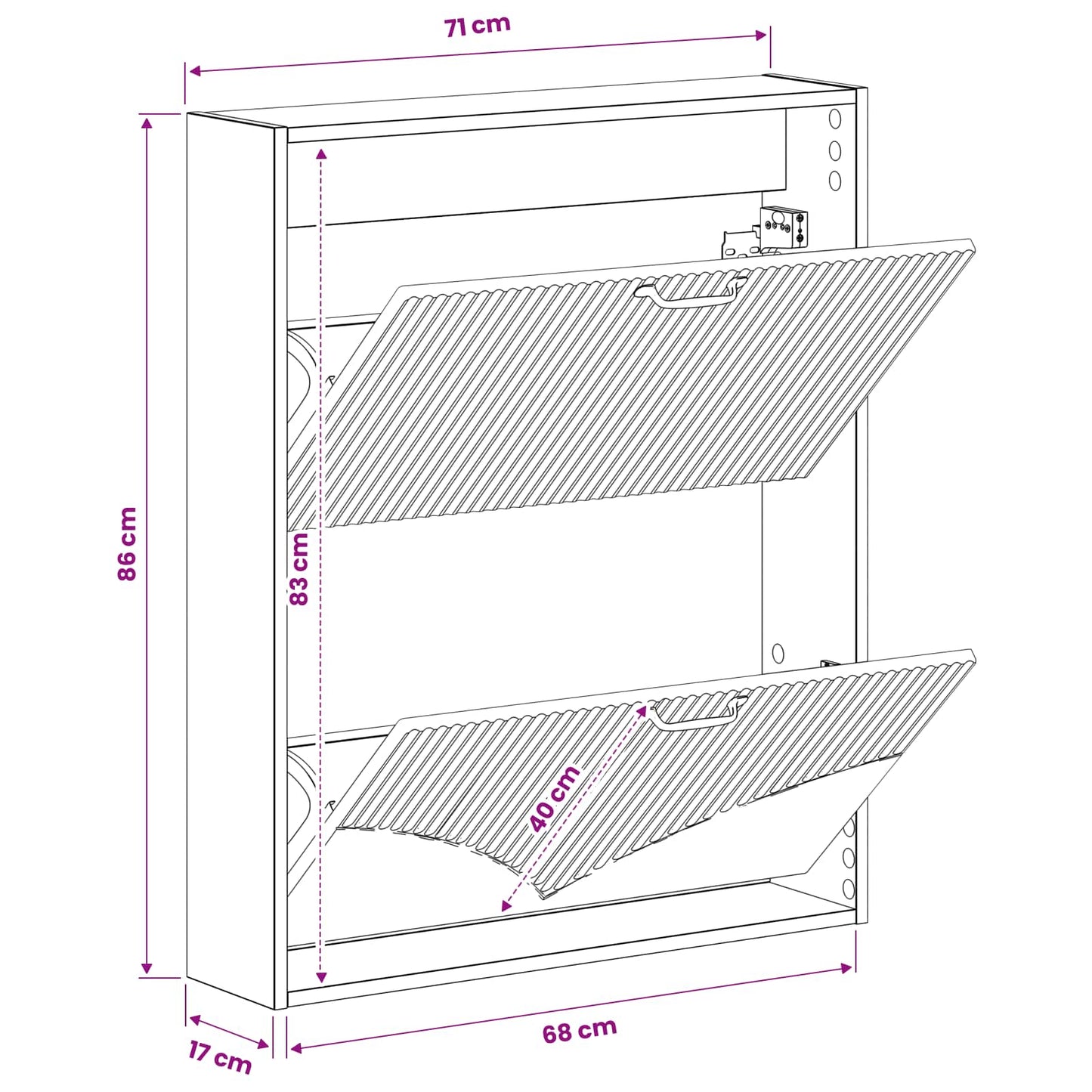 Wall-Mounted Shoe Cabinet HOORN 71 x 17 x 86 cm Engineered Wood
