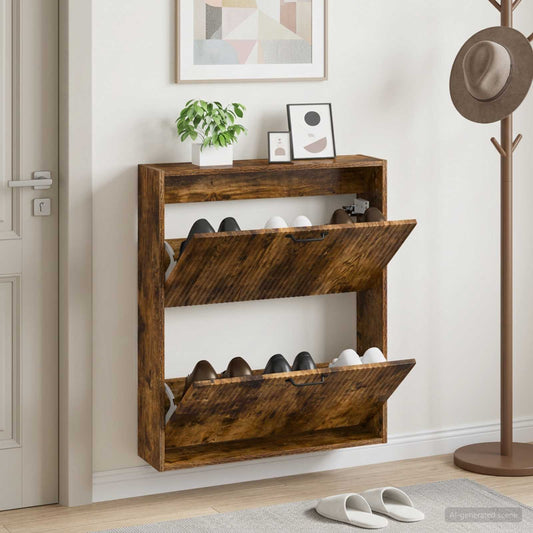 Wall-Mounted Shoe Cabinet HOORN 71 x 17 x 86 cm Engineered Wood