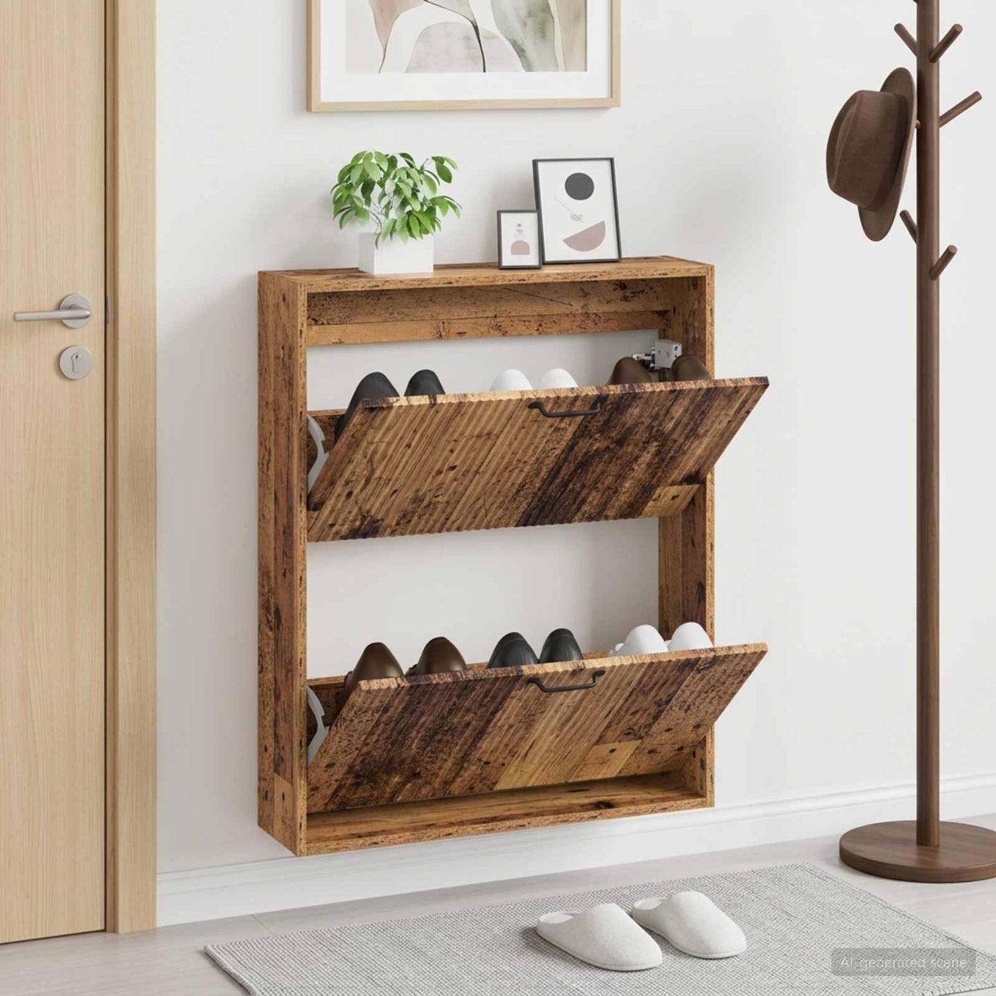 Wall-Mounted Shoe Cabinet HOORN 71 x 17 x 86 cm Engineered Wood