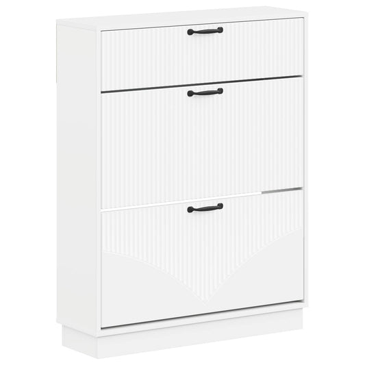 Shoe Cabinet HOORN 78 x 24 x 100 cm Engineered Wood White