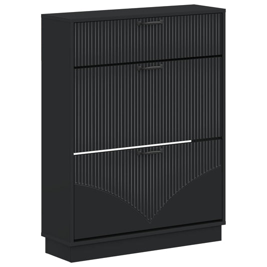 Shoe Cabinet HOORN 78 x 24 x 100 cm Engineered Wood Black