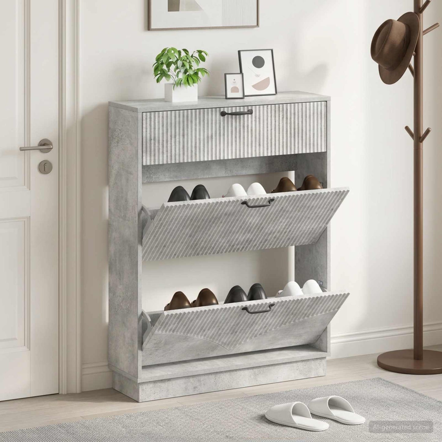 Shoe Cabinet HOORN 78 x 24 x 100 cm Engineered Wood