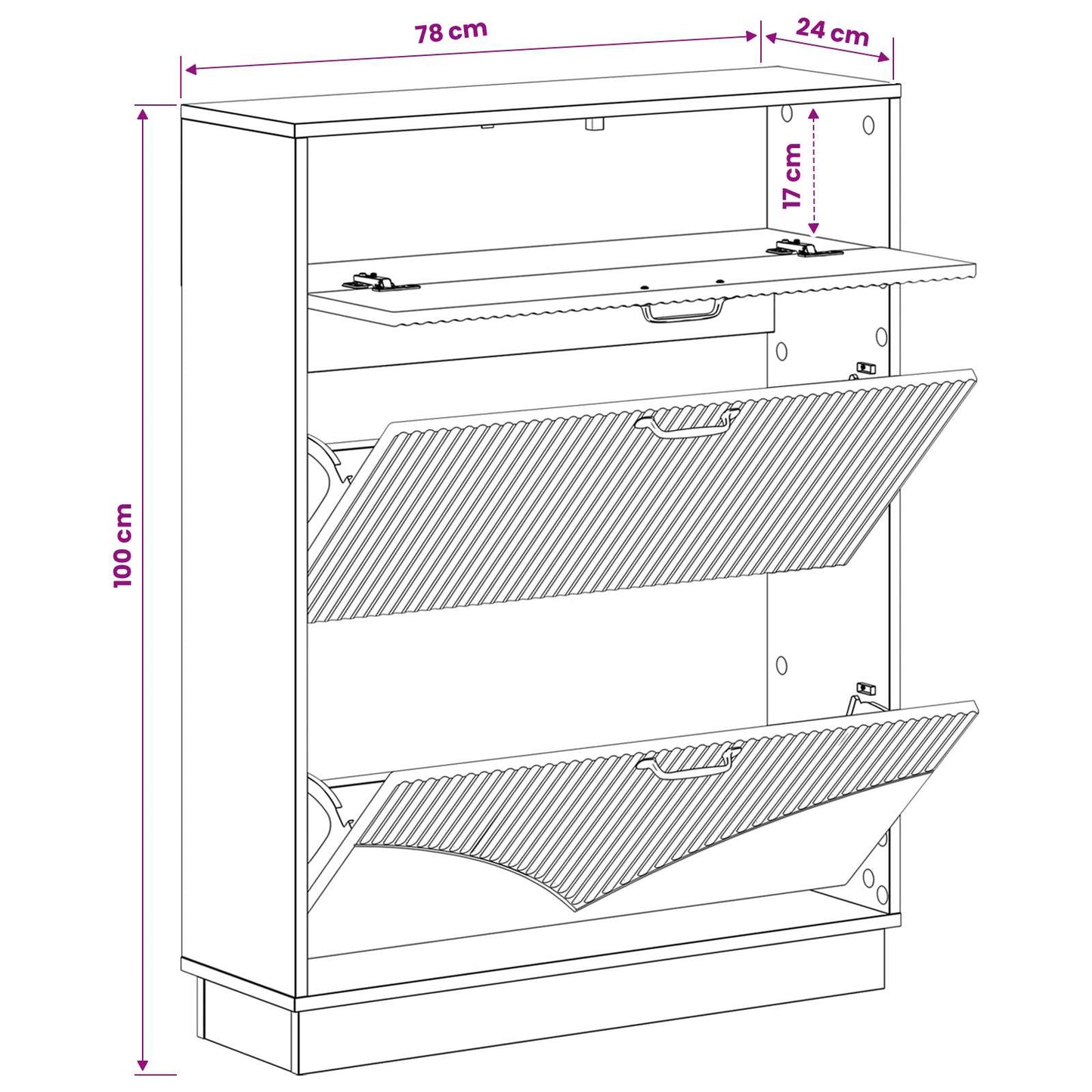 Shoe Cabinet HOORN 78 x 24 x 100 cm Engineered Wood