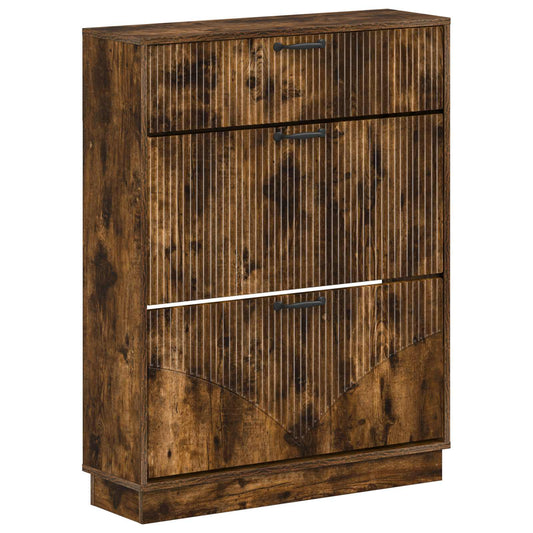 Shoe Cabinet HOORN 78 x 24 x 100 cm Engineered Wood Smoked Oak