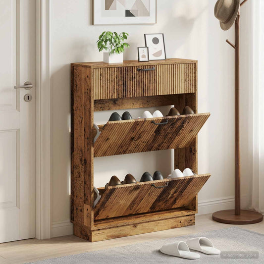 Shoe Cabinet HOORN 78 x 24 x 100 cm Engineered Wood Old Wood