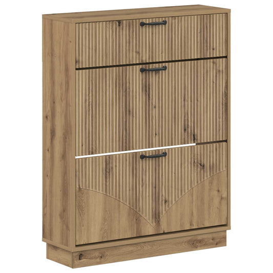 Shoe Cabinet HOORN 78 x 24 x 100 cm Engineered Wood Artisan Oak