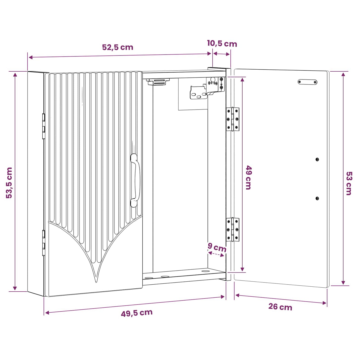 Dartboard Cabinet HOORN White 52.5 x 10.5 x 53.5 cm