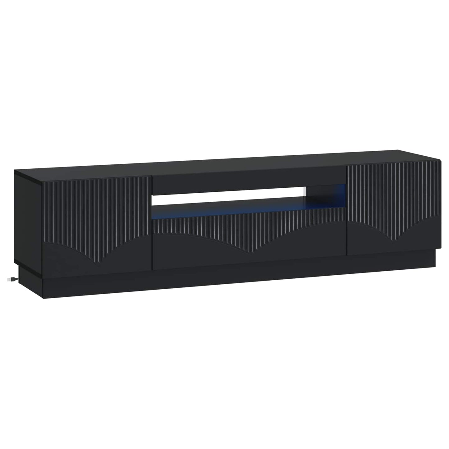 LED TV Cabinet Black Engineered Wood