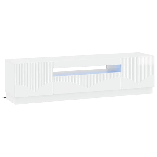 LED TV Cabinet High Gloss White Engineered Wood