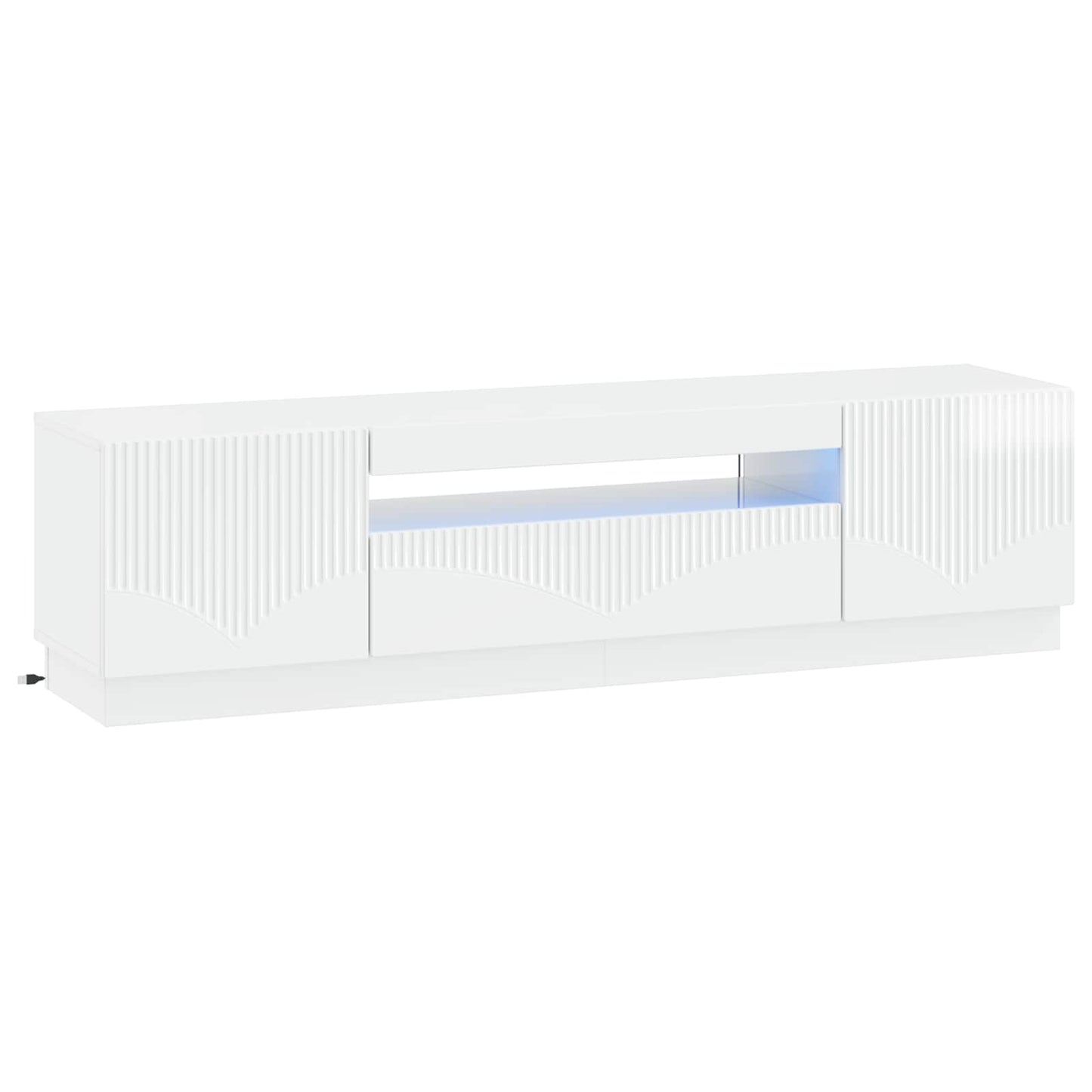 LED TV Cabinet High Gloss White Engineered Wood