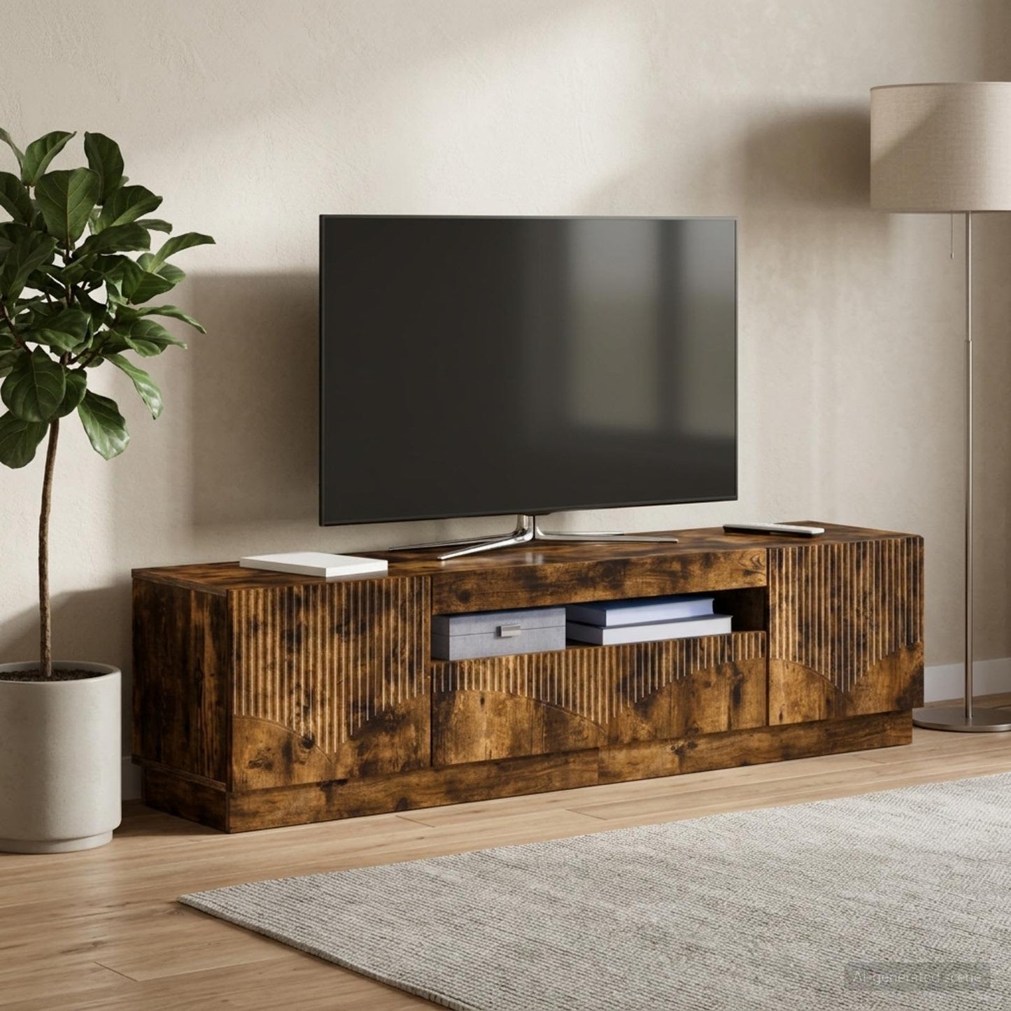 LED TV Cabinet Smoked Oak Engineered Wood