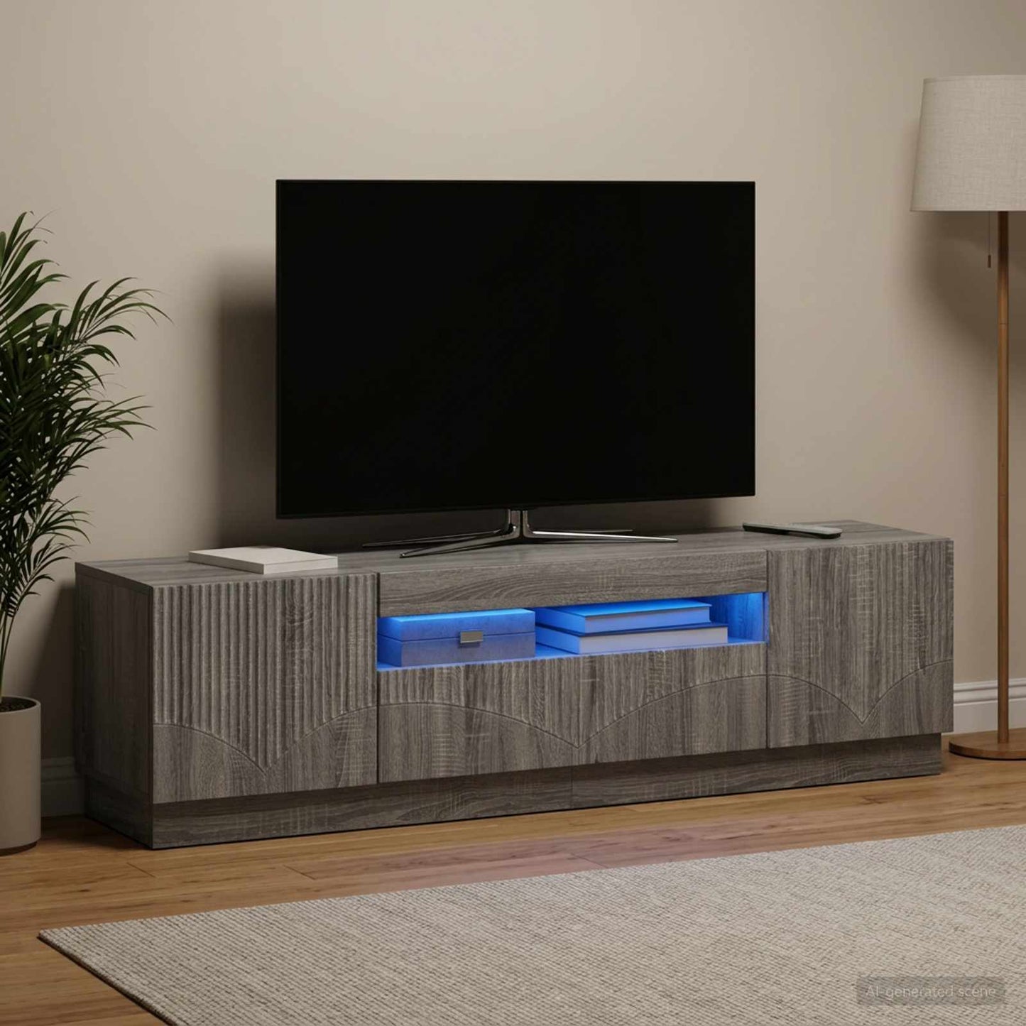 LED TV Cabinet Grey Sonoma Engineered Wood