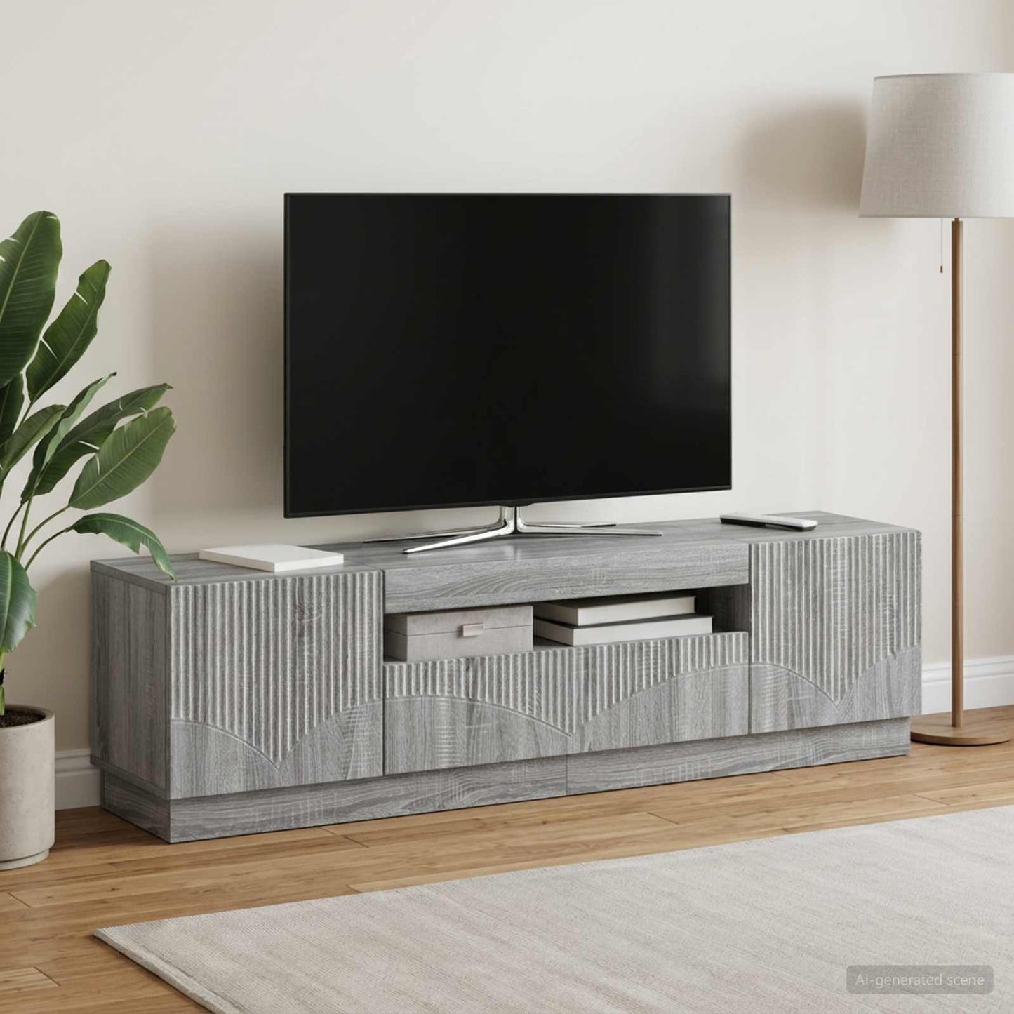 LED TV Cabinet Grey Sonoma Engineered Wood