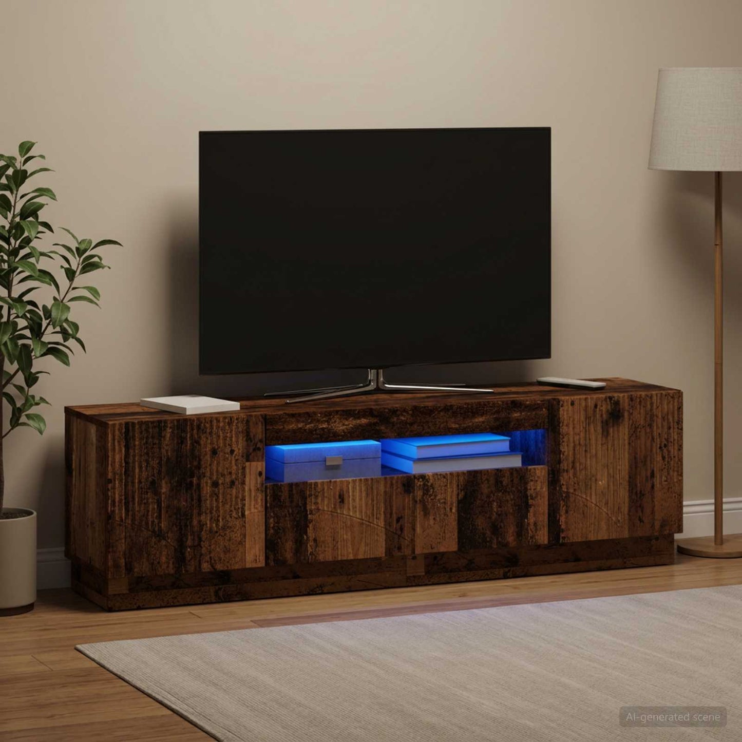 LED TV Cabinet Old Wood Engineered Wood