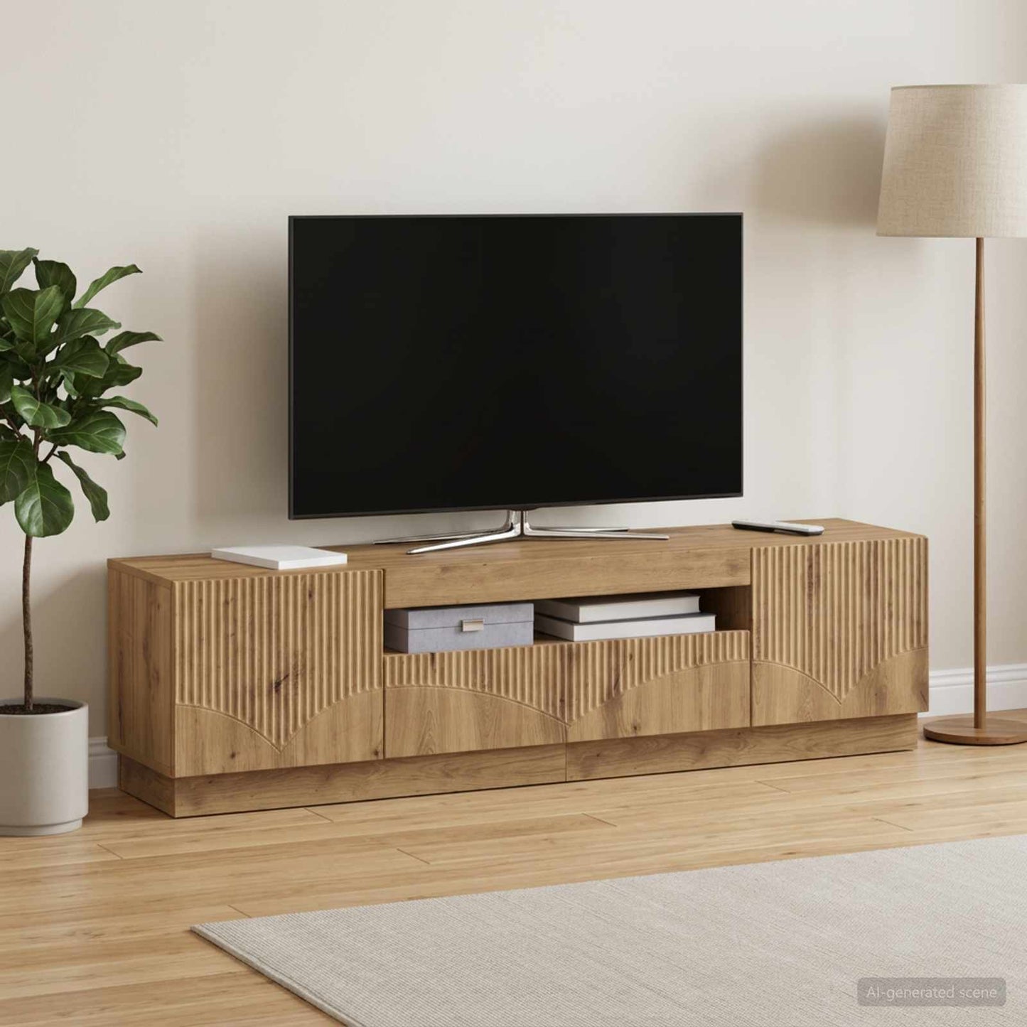 LED TV Cabinet Artisan Oak Engineered Wood