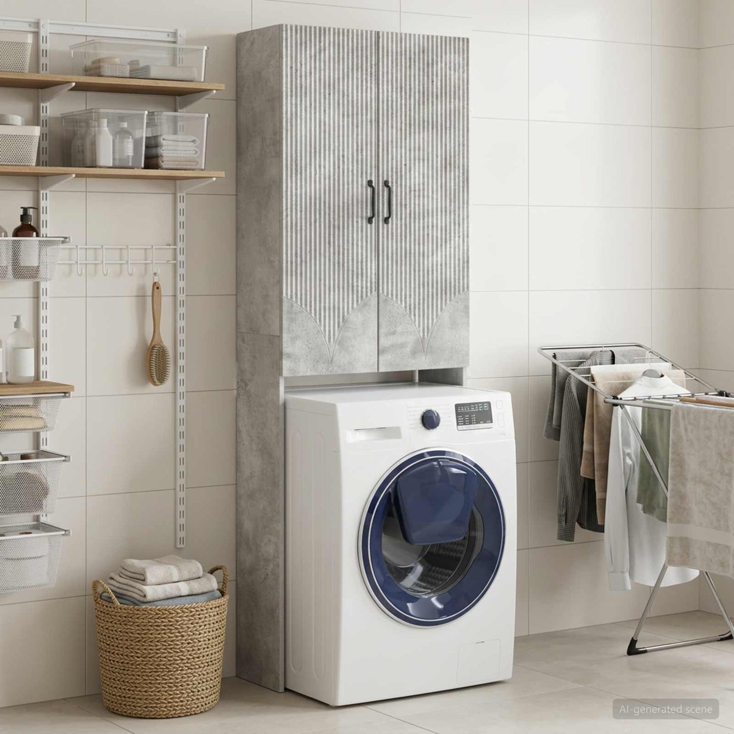 Toilet Cabinet HOORN Concrete Grey 66 x 25.5 x 190 cm
