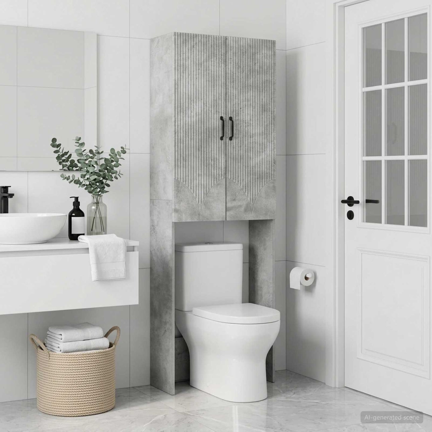 Toilet Cabinet HOORN Concrete Grey 66 x 25.5 x 190 cm