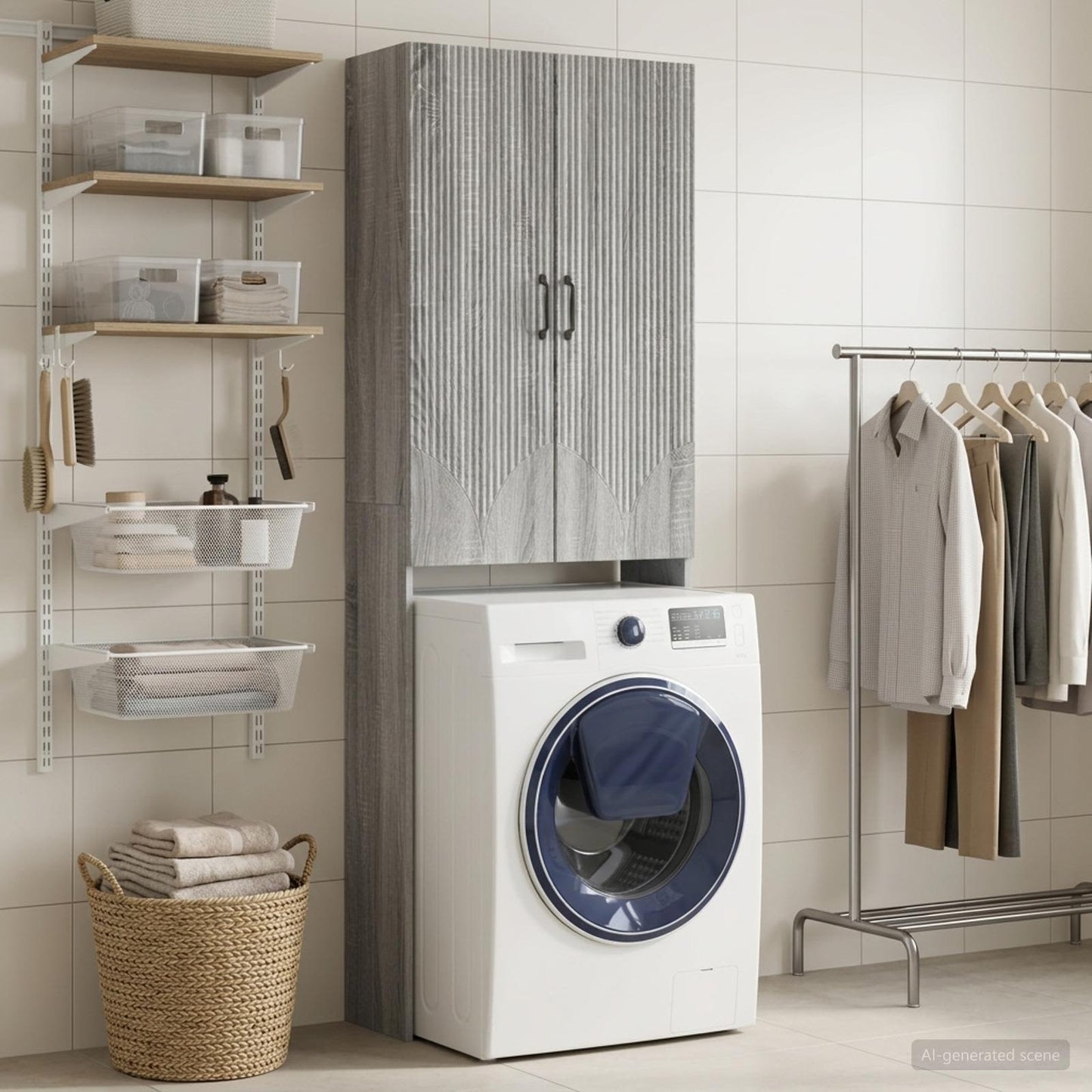Toilet Cabinet HOORN Grey Sonoma 66 x 25.5 x 190 cm