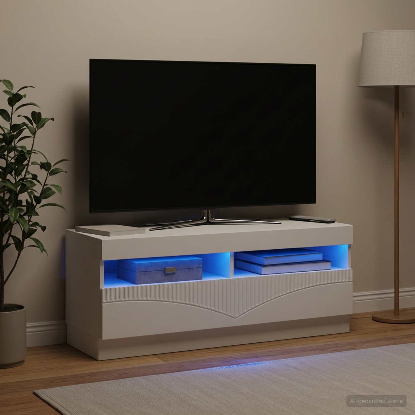 LED TV Cabinet White Engineered Wood