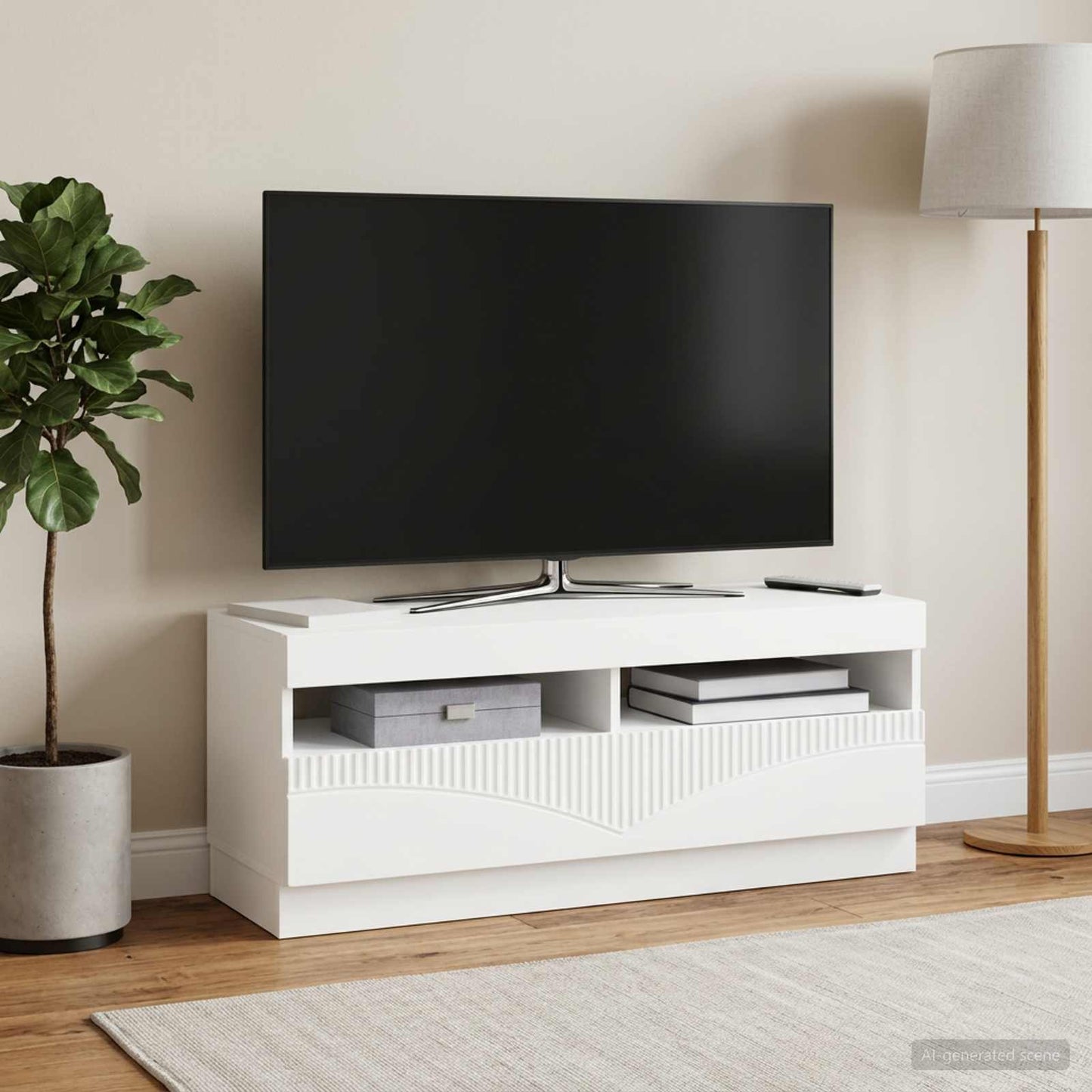 LED TV Cabinet White Engineered Wood