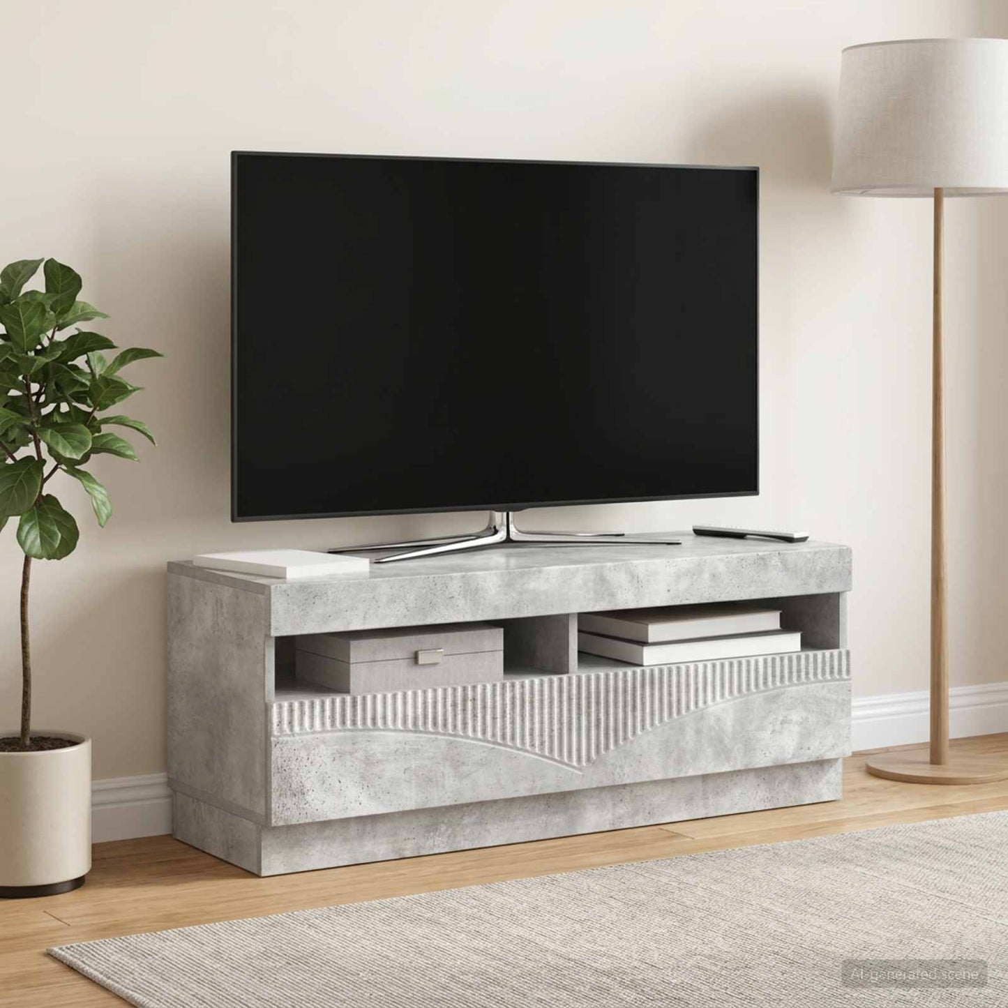 LED TV Cabinet Concrete Grey Engineered Wood