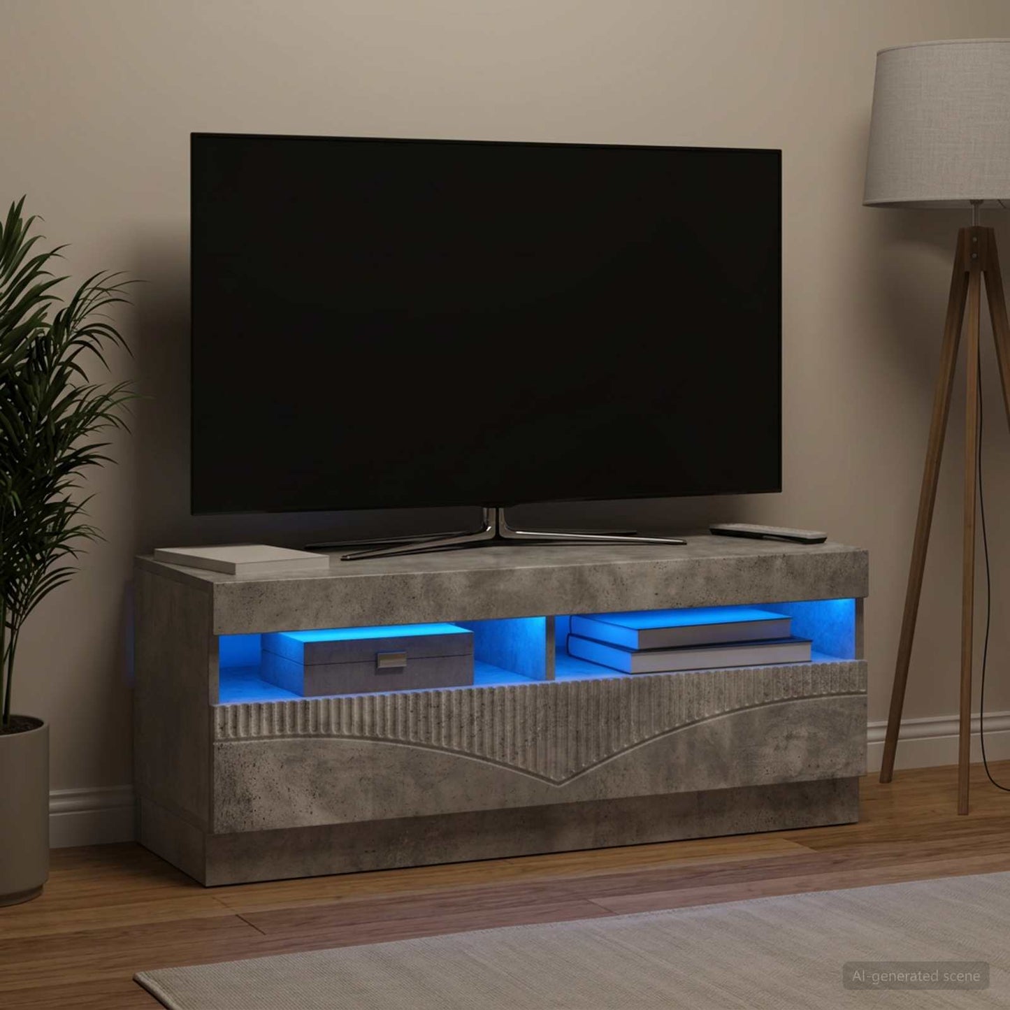 LED TV Cabinet Concrete Grey Engineered Wood