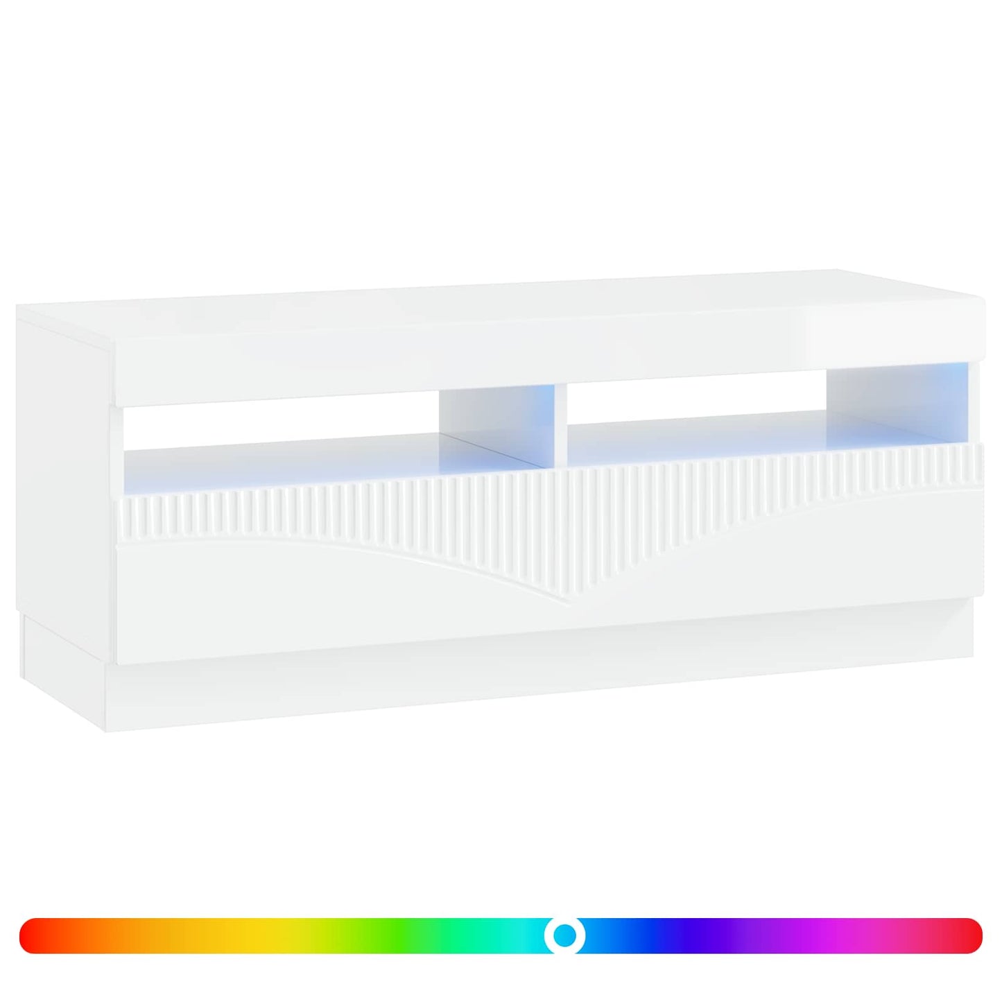 LED TV Cabinet High Gloss White Engineered Wood