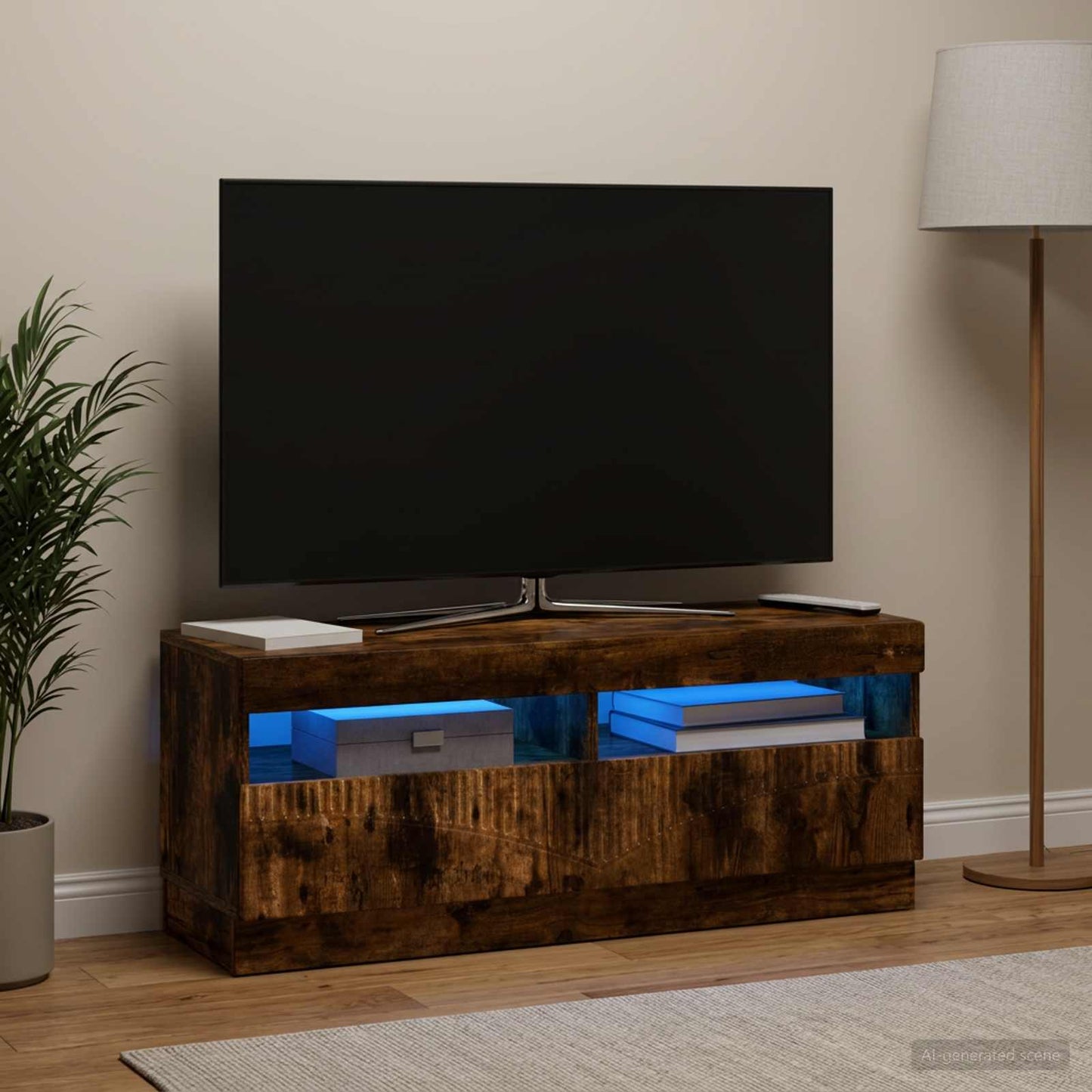 LED TV Cabinet Smoked Oak Engineered Wood