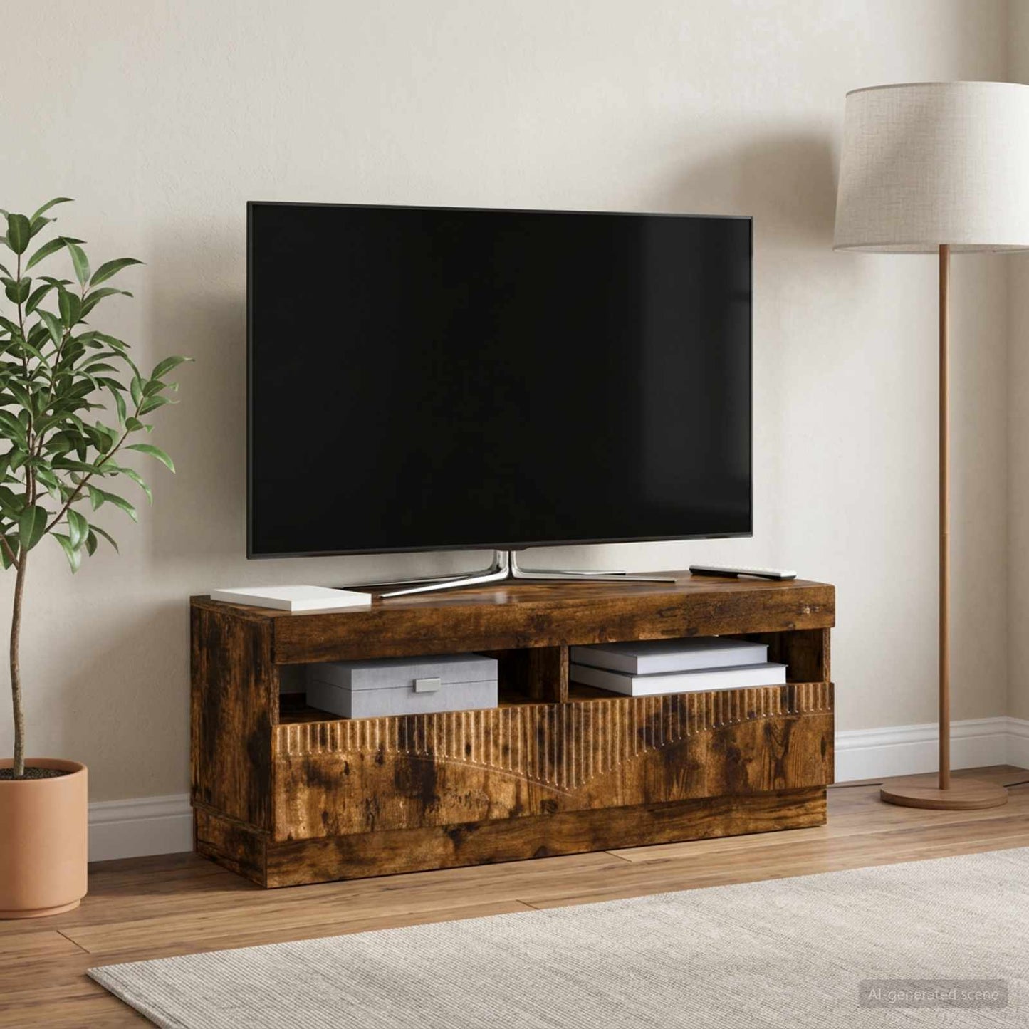 LED TV Cabinet Smoked Oak Engineered Wood