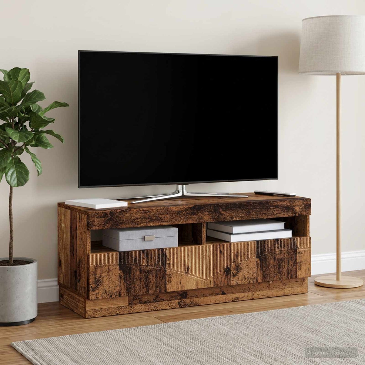 LED TV Cabinet Old Wood Engineered Wood