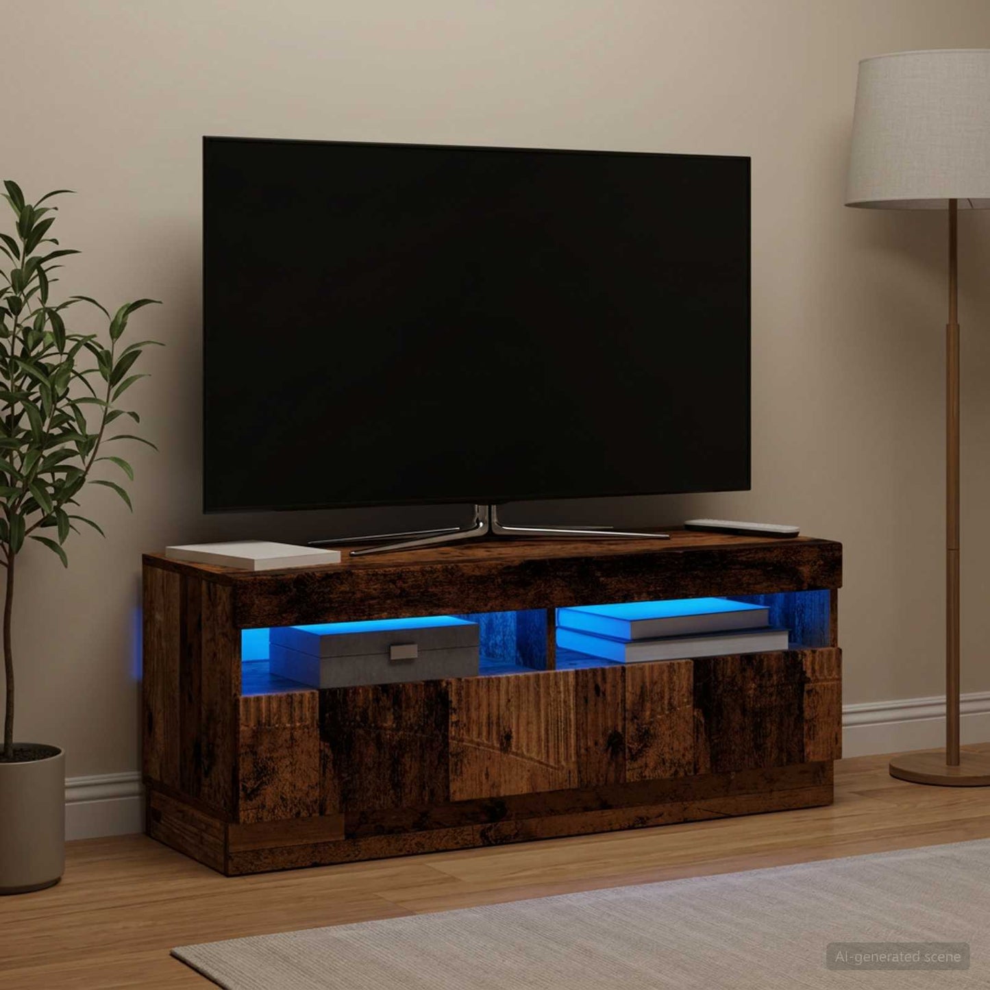LED TV Cabinet Old Wood Engineered Wood