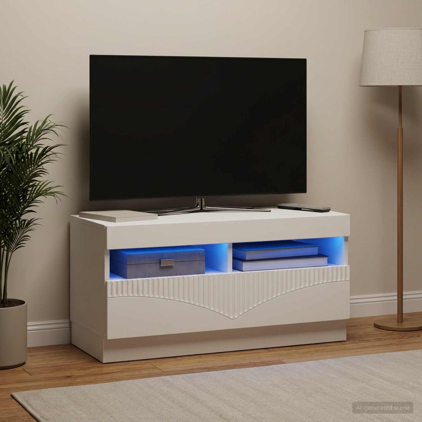 LED TV Cabinet White Engineered Wood