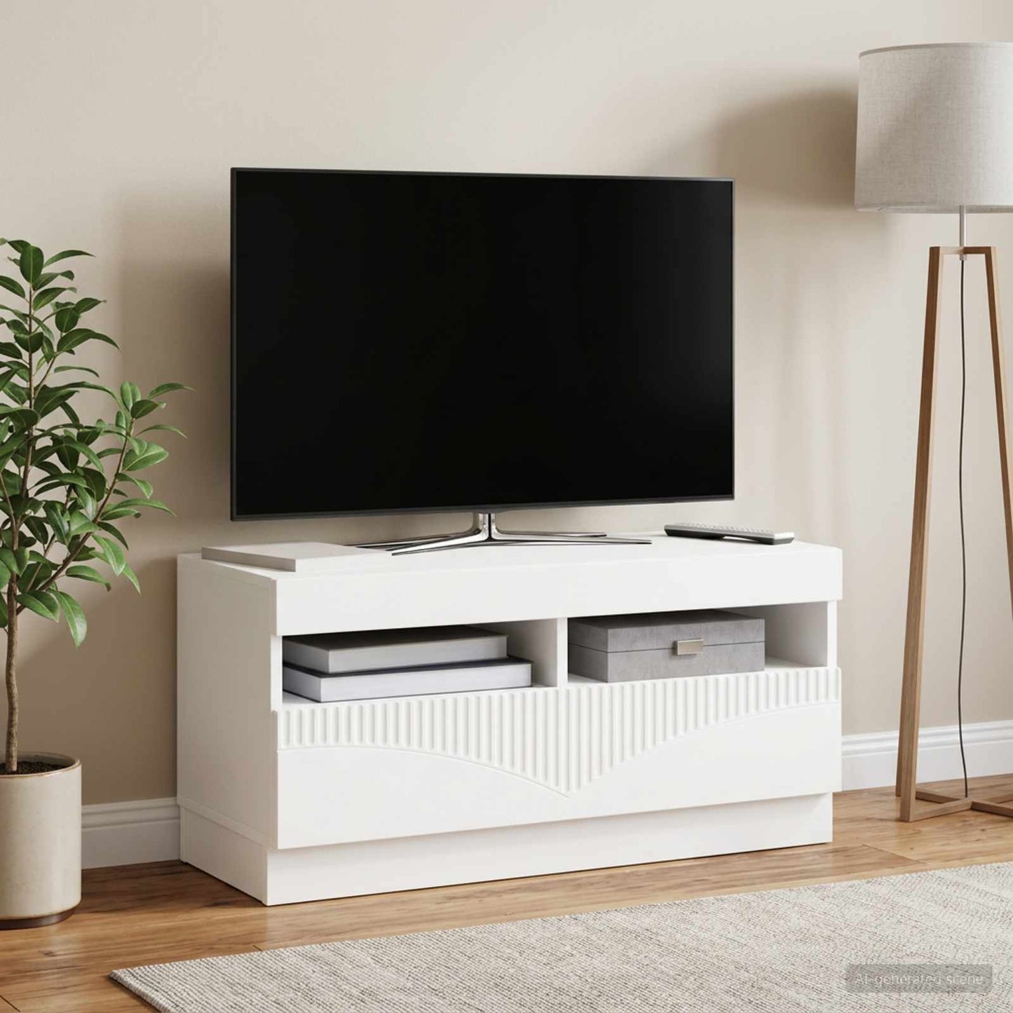 LED TV Cabinet White Engineered Wood