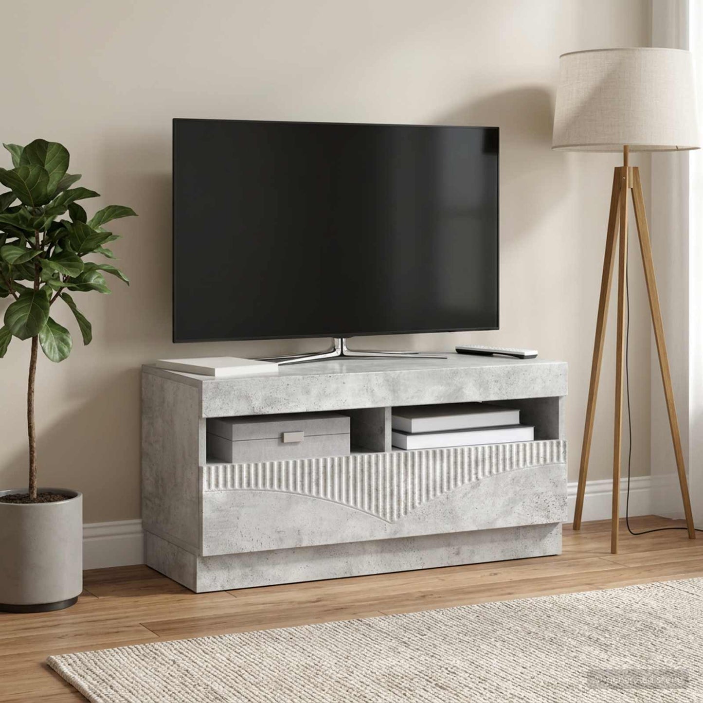 LED TV Cabinet Concrete Grey Engineered Wood