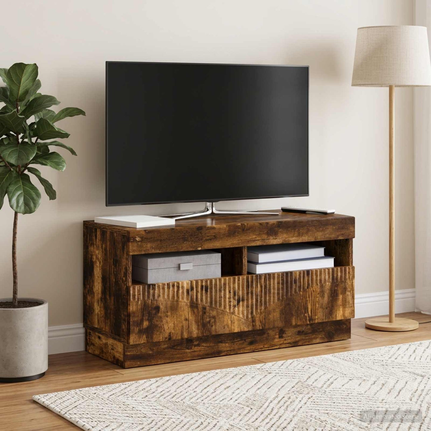 LED TV Cabinet Smoked Oak Engineered Wood