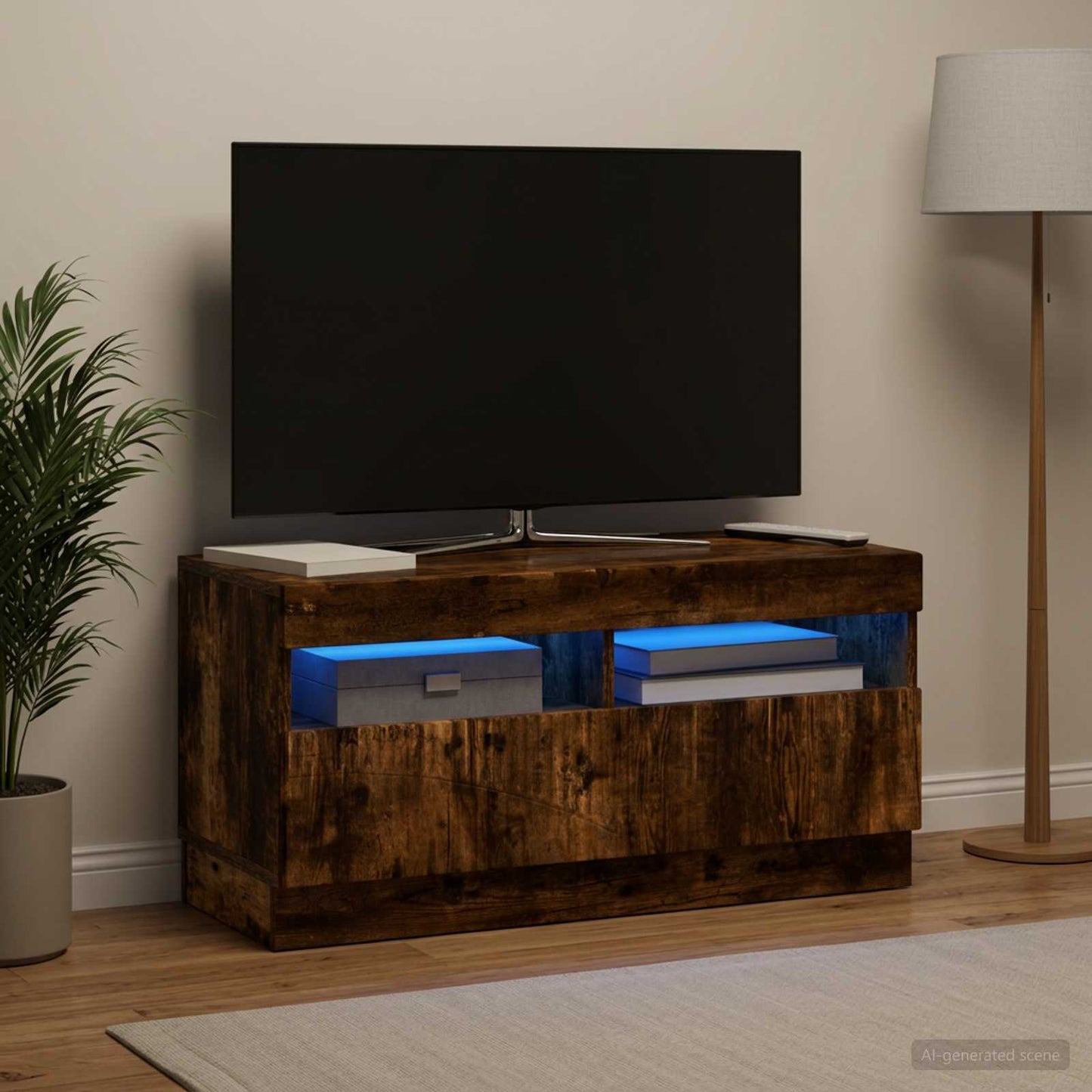 LED TV Cabinet Smoked Oak Engineered Wood